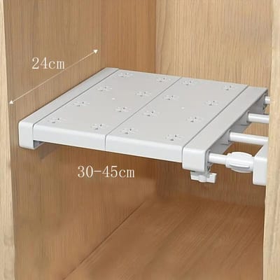 Witte uitbreidbare scheidingswand, perforatievrij, intrekbaar lagenbord voor garderobekast, keuken- en badkamerplank, slaapzaalverdelers white