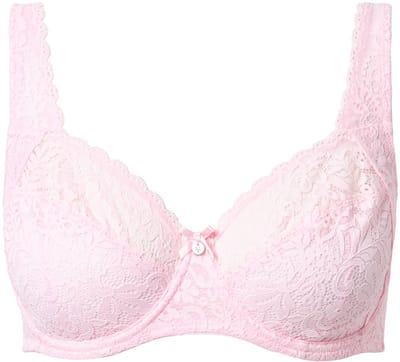 Ulla Popken - Dames - Beugelbeha gebloemd kant zuiver kant - Babyroze - Maat 90F