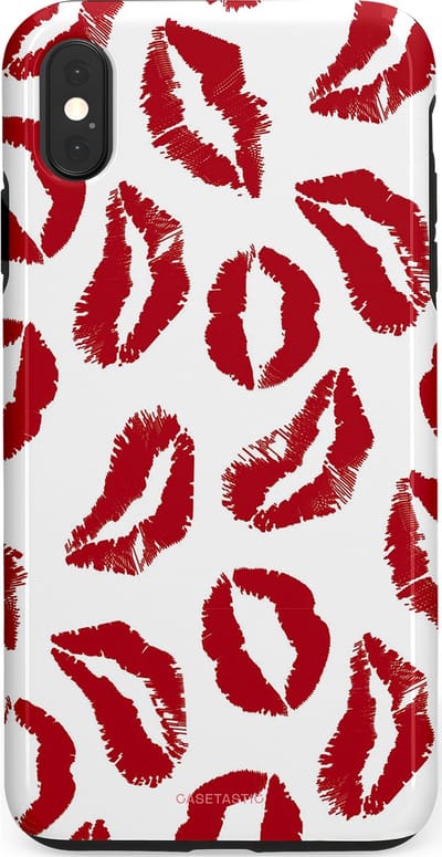 Casetastic Hoesje Geschikt voor Apple iPhone Xs Max - Stijlvolle Beschermende Duo-layer Case - Liefdeskusjes Rood Zoenen