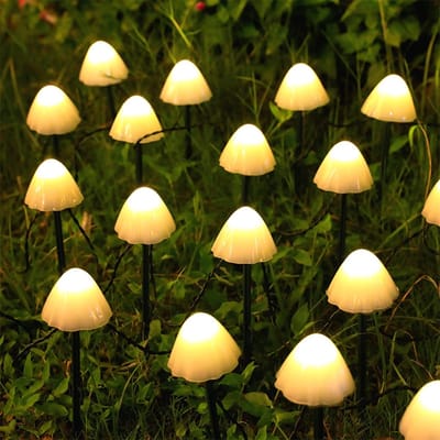 Vt products - Solar Fairy Lights - 12 LED Tuinlamp - Paddenstoelvormig Ontwerp - Warm White - Waterdicht - 3.8M String Lights - Geschikt voor Bruiloft