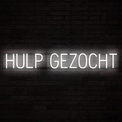 HULP GEZOCHT - Lichtreclame Neon LED bord verlicht | SpellBrite | 111,46 x 16 cm | 6 Dimstanden & 8 Lichtanimaties | Reclamebord neon verlichting