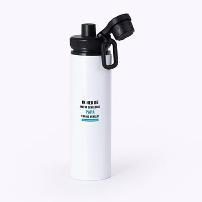 Hacebo® - ik heb de meest geweldige papa van wereld (klopt, deze mok heb ik van hem) waterfles met draaidop zwart - de meest geweldigste vader - vader cadeautjes - vaderdag - verjaardagscadeau - verjaardag - cadeau - water fles - 850ML