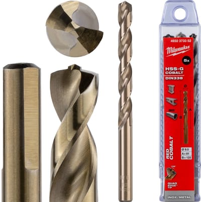 Milwaukee Metaalboren HSS-Ground Cobalt - DIN 338 - 5 en 10 stuks HSSGC 9,0 x 125-5 stuks - 4932373352