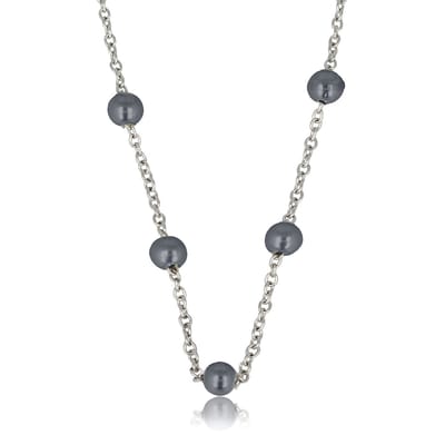 My Bendel - Zilverkleurige Schakelketting met Zwarte Parels - Fijn Design - met Luxe Cadeauverpakking | Sieraden Voor Dames
