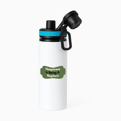 Hacebo® - happiness is being a nephew waterfles met draaidop blauw - Neef - de liefste neef - verjaardag - cadeautje voor neef - neef artikelen - kado - geschenk - water fles - 850ML