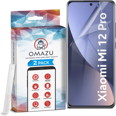 Xiaomi 12 Pro OMAZU 3D Flex TPU Screenprotector, 2 Pack (100% vingerafdruk scanner compatible) met kras herstellende coating, Edge to Edge bescherming