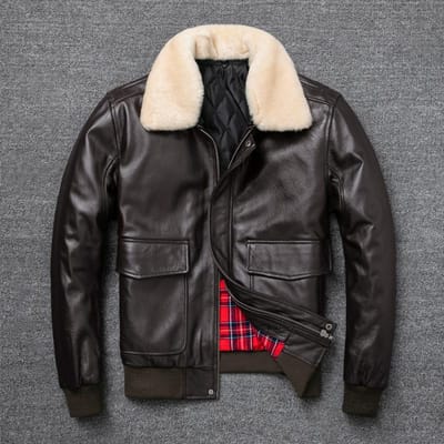 Pilot Leren Jas, Puur Toplaag Koeienhuid Leer Echte Leren Jas voor Heren en Katoen, Grote Maat Vliegpak Leren Jas XL bruin