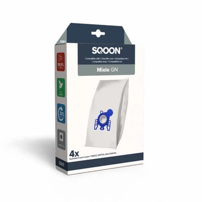 SQOON® Stofzuigerzakken Geschikt voor Miele GN Series – Vervangt Model 9917730 – High Filtration voor Optimale Stofopname - (SQ01) - 4 Stuks