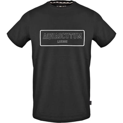 Aquascutum Heren Belettering Crew Hals T-shirt (Zwart)
