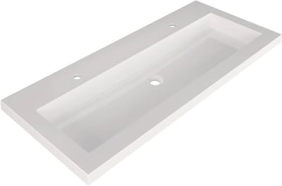 Saqu Straight Wastafel 2 kraangaten 120,5x51,5x4 cm Glans Wit