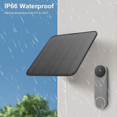 Dailygoods - Zonnepaneel voor Nest en Ring Deurbellen - 12W Waterdichte Oplader met 360° Bevestiging