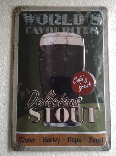 metalen reclamebord world's favourits stout 20x30 cm