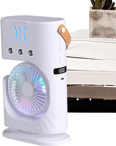 Vernevelende Ventilator - Mini Air Cooler - Persoonlijke Koeling - 3 Snelheden - 500ml Tank - Wit