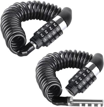 2 stuks fietscodeslot, 4-cijferig helmslot, lang 140 cm, draagbare antidiefstalkabel voor helm, helmslot voor bagage, fiets, motorfiets, scooter, garage