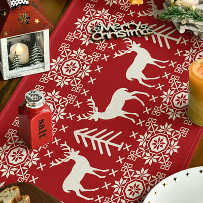 Dailygoody - Rode Tafelloper - Kerst Decoratie - Seizoensgebonden - 40 x 140 cm - Polyester - Perfect voor Feestelijke Diner
