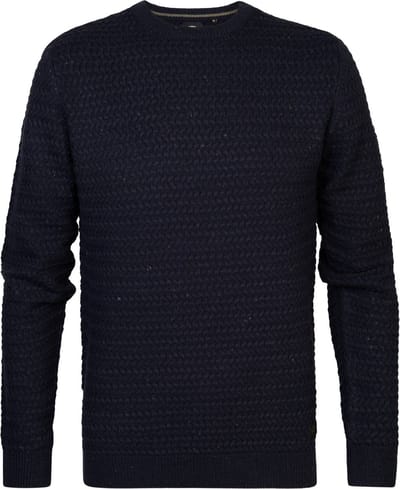 Petrol Industries - Heren Gebreide Kabel Trui Talkeetna - Blauw - Maat L