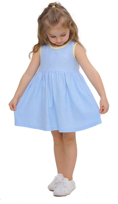 RobyKris Meisjes Badstof jurk - Katoen - Blauw - Maat 92-98