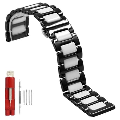 Dailygoods- Horlogeband Keramisch - 20mm/22mm - Roestvrij Stalen Vlindersluiting - Voor Mannen/Vrouwen - Premium Kwaliteit - Totale Lengte 185mm - Horlogearmband