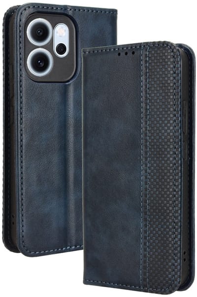 Coverup Hoesje - Geschikt voor OPPO Reno14 F / FS Hoesje - Coverup Vintage Style Book Case - Blauw
