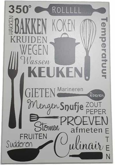 Tekstbord In deze keuken - Spreukenbord Koken - Quote Liefde - Wall Art - Decoratie - Keukenregels