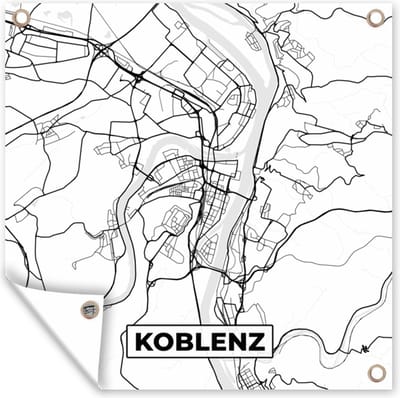 Tuin poster Kaart - Koblenz - Stadskaart - Plattegrond - 200x200 cm - Tuindoek