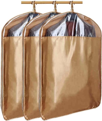 Kledinghoezen Set - Opberghoezen Garderobe - Kleding Beschermen - Ademend Polyester - 3 Stuks 90cm - Geel