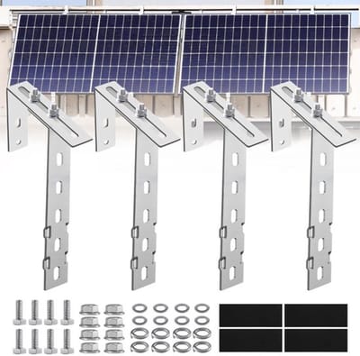 Balkon Power Station Houder, Balkon Haken, 4 Stuks, Verstelbare Zonnepaneel Houder zonder Boren, Haak voor Balkon Power Station Houder, Zonnepanelen, Bevestiging voor Balkonleuningen, Dak Haken