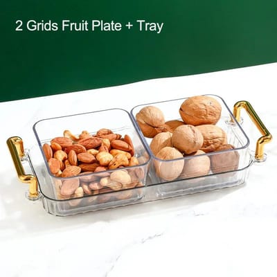 Gedroogd Fruitbord 2/4/6 Vakken Licht Luxe Verdeeld Fruitbord Snackschotel Snoep Noten Huishoudelijk Plastic Dienblad Snack Dessert Dienblad brown
