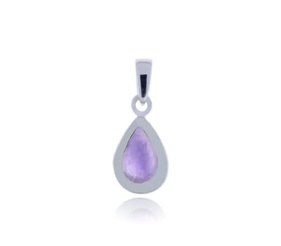 SilverGems Zilveren hanger met druppelvormige cabouchon geslepen Amethist edelsteen