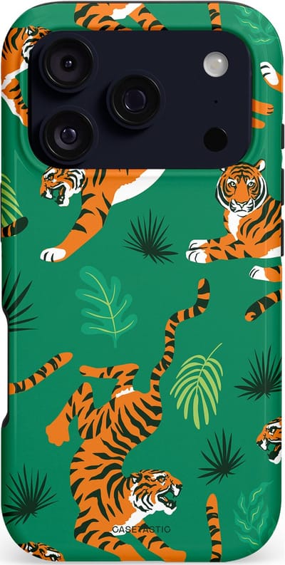 Casetastic hoesje geschikt voor Apple iPhone 17 Pro - MagSafe - Dubbellaagse bescherming - Oerwoudkracht - Fashion Case - Donkergroen Oranje Bruin