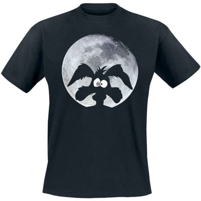 Looney Tunes T-shirt - Coyote - Moonlight - Heavyweight - S tot 5XL - zwart