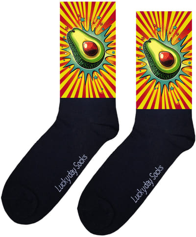 Avocado sokken - Verjaardag cadeau - Opkikkertje - Pop style sokken - Vrolijke sokken - Valentijns cadeau - Vrolijke sokken - Grappige sokken - Leuke dames en heren sokken - Moederdag - Vaderdag - Sokken maken Happy - Onesize