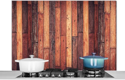 Spatscherm keuken 120x80 cm - Kookplaat achterwand Plank - Vintage - Patroon - Muurbeschermer - Spatwand fornuis - Hoogwaardig aluminium