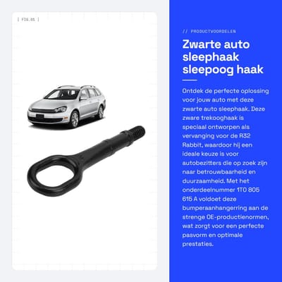 Dailygoods- Sleutelhanger Auto - Zware Trekooghaak - Bumper Hanger - Hoogwaardig Metaal - Vervangingsonderdeel 1T0 805 615 A - Duurzaam en Roestvrij - Trekhaak