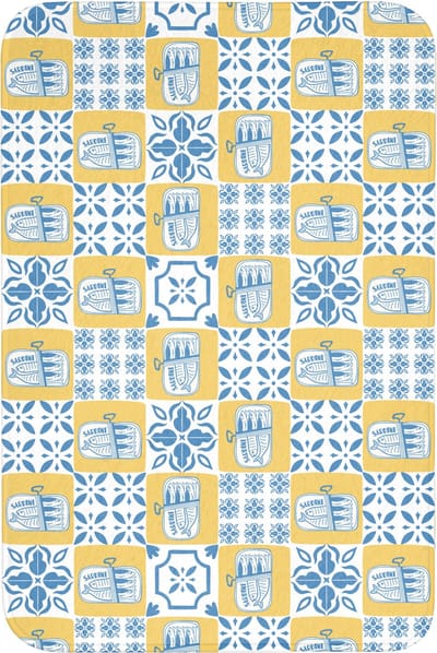 Badmat 60x90 cm - Antislip - Patroon - Tegel - Geel - Blauw - Badmatten voor badkamer - Badkamermat - Douchemat - Badkamer mat