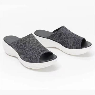 Sandales Chaussures Femmes Mode Fête Chaussures Femmes Semelle Épaisse Chaussures de Marche Slip-On Grande Taille Féminine Zapatillas Muje Chaussures 40 noir