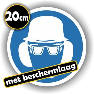 Jerma - Veiligheid-Helm-Bril en Gehoorbescherming - Sticker - ISO norm - Ø 20 cm - Weerbestendig