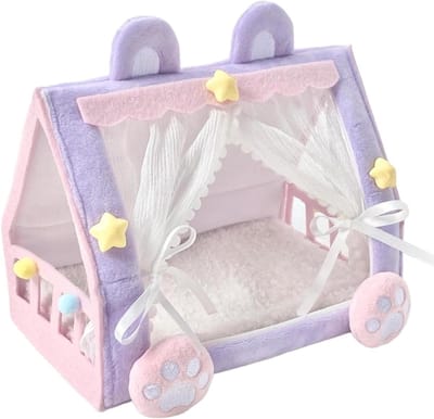 Poppenbedje met tent - Poppenwieg speelgoed - Fantasierijk spel - Charmant prinsessenontwerp - 21 x 15 x 11 cm - Multicolor