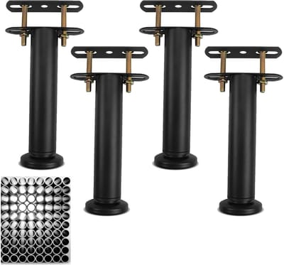 Bedpoten, 4 in hoogte verstelbaar, 18-32 cm, metaal, verstelbare bedpoten, bedframe, middensteunpoten, robuuste middelgrote steunpoten, bedframe, middenbalk, steunpoot voor meubelpoten, bank, kast