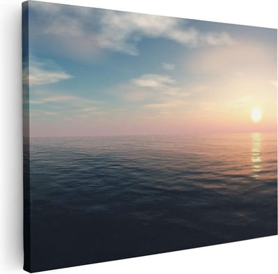 Artaza Canvas Schilderij Zonsondergang - 40x30 cm - Klein - Wanddecoratie Zee - Muurdecoratie Strand - Kamer Accessoires