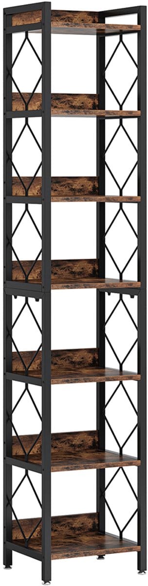 Pugsdrly Hoekrek met 7 niveaus, boekenkast van 200 cm hoog, opbergrek voor kleine spullen, staande plank, multifunctionele hoekorganizer voor thuis, de woonkamer, het balkon, de keuken (35 x 35 x 200 cm)
