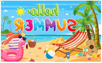 Zomerse Banner voor Zwembad en Strandfeest, Perfecte Achtergrond voor Tropische Vakantie en Seaside Party Decoraties