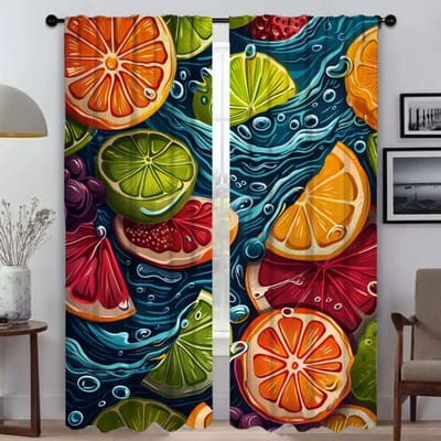 Kleurrijke Fruit Anti-muggen Gordijnen voor Woonkamer Verduisterend Gordijn voor Kamer 2 Panelen Halloween Decoratie Scheidingsschermen W50xH70cmx2pcs-CL