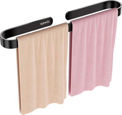 Igoods Handdoekrek - Handdoekstang Zelfklevend - Handdoekhouder - Muurbevestiging Zonder Boren - 50CM - RVS Mat Zwart