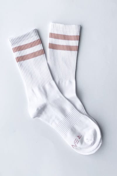 Set van 3 - REVIVE Sportsokken, unisex, kleur wit met roze, mt 36-40, biologisch katoen