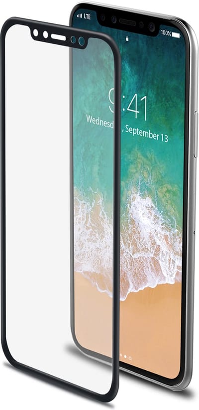 Screenprotector voor iPhone X/XS, Zwart - Glas - Celly