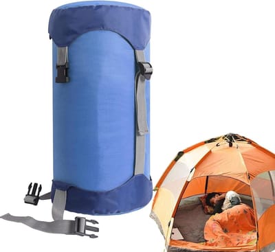 Compressiezak Slaapzak - Opbergtas Reis - Ruimte Besparen - Scheurbestendig Materiaal - 15L Capaciteit - Oranje Blauw