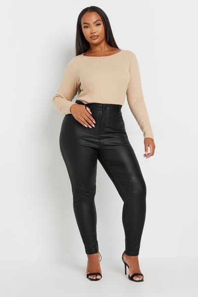 Yours Skinny Stretch Ava Broek Met Coating In Zwartsize 48