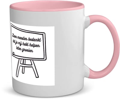 Akyol - lieve meester bedankt dat je me hebt laten groeien koffiemok - theemok - roze - Meester - meester - leraar - 350 ML inhoud