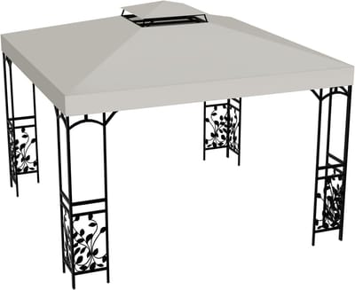 Ikodm 3 x 3 m gazebo roof waterproof gazebo replacement roof marquee replacement cover double roof protective cap UV protection gazebo cover marquee canopy beige